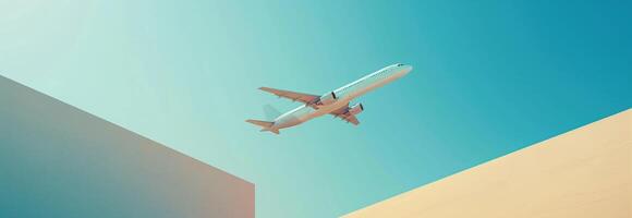 AI Generated Airplane model on blue background photo