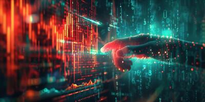 AI Generated Businessman using tablet online analysing growth graph financial data and sales profit on virtual interface target chart. Intelligent technology develop smart business solution in return photo