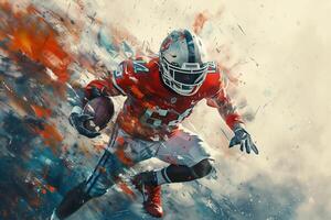 AI Generated American football player watercolor paint photo