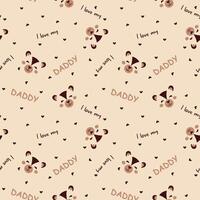 Cute Bear Seamless Pattern Background with words I love daddy Wallpaper Flat Style vector