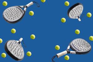 Padel racket and ball on white isolated background. 3d illustration photo