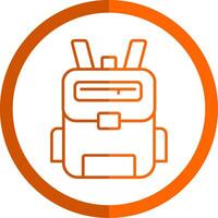 Backpack Line Orange Circle Icon vector