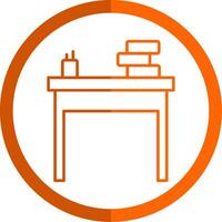 School Desk Line Orange Circle Icon vector