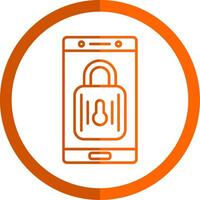 Lock Line Orange Circle Icon vector