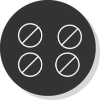 tabletas línea gris circulo icono vector