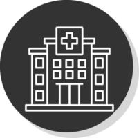 hospital línea gris circulo icono vector