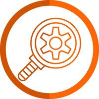 buscar motor línea naranja circulo icono vector