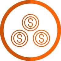 Dollar Coins Line Orange Circle Icon vector