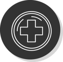 hospital firmar línea gris circulo icono vector