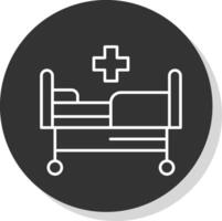 hospital cama línea gris circulo icono vector