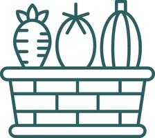 Vegetable Basket Line Gradient Round Corner Icon vector