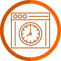 hora mantenimiento línea naranja circulo icono vector