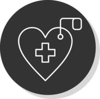 cardiología línea gris circulo icono vector