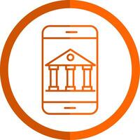 Online Banking Line Orange Circle Icon vector