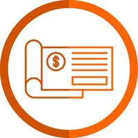 banco cheque línea naranja circulo icono vector
