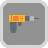 Drilling Machine Flat Round Corner Icon vector