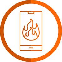 Flame Line Orange Circle Icon vector