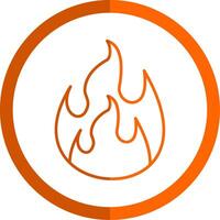 Flame Line Orange Circle Icon vector