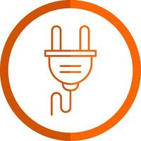 Plug Line Orange Circle Icon vector