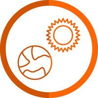 Earth Line Orange Circle Icon vector