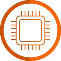 CPU Line Orange Circle Icon vector