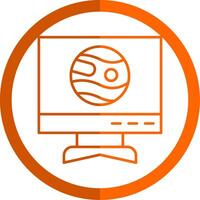 Live Stream Line Orange Circle Icon vector