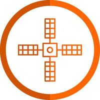 Big Satellite Line Orange Circle Icon vector