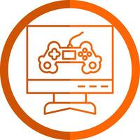 Space Gaming Line Orange Circle Icon vector