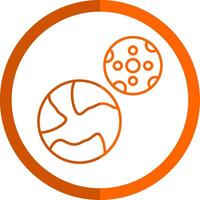 Planets Line Orange Circle Icon vector