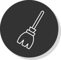 Broom Line Grey Circle Icon vector