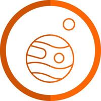 Mars With Satellite Line Orange Circle Icon vector