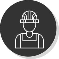 Builder Male Line Grey Circle Icon vector