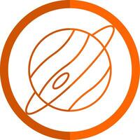 Planet Line Orange Circle Icon vector