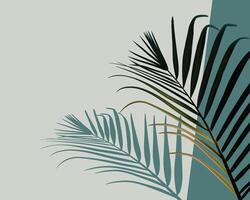 shadow from tropical palm leaves on the gray floor. Workplace and relaxation on the beach vector