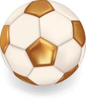 Golden soccer ball for soccer game recreation isolated on white background, 3D render vector