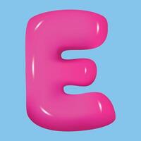 Glossy 3d pink super bubble font E in plastic style. vector