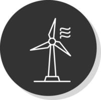 viento turbina línea gris circulo icono vector