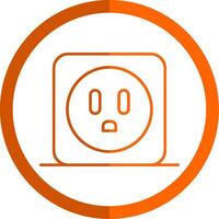 Power Socket Line Orange Circle Icon vector