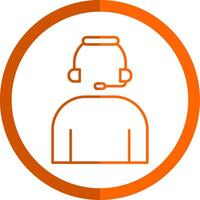 Headset Line Orange Circle Icon vector