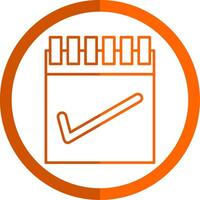 Tick Line Orange Circle Icon vector