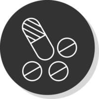 Pills Line Grey Circle Icon vector