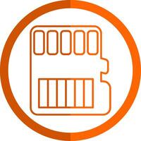 Memory Card Line Orange Circle Icon vector