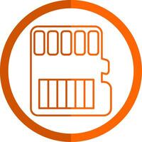 Memory Card Line Orange Circle Icon vector