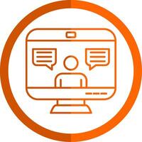 Online Chat Line Orange Circle Icon vector