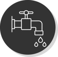 Water Tap Line Grey Circle Icon vector