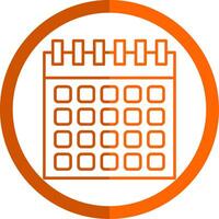 calendario línea naranja circulo icono vector