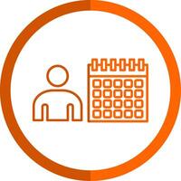 Time Management Line Orange Circle Icon vector