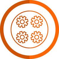 Gears Line Orange Circle Icon vector