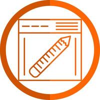 Pencil Line Orange Circle Icon vector