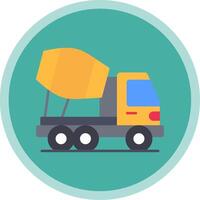 Concrete Mixer Truck Flat Multi Circle Icon vector